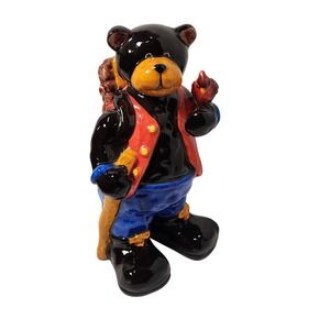 Ceramic Bear Figurine‎ with Backpack Hiker Hiking Explorer